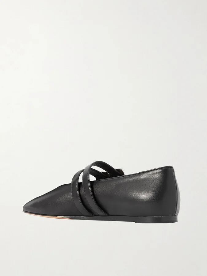 Le Monde Béryl - Claudia Leather Mary-jane Ballet Flats - Black - Image 3