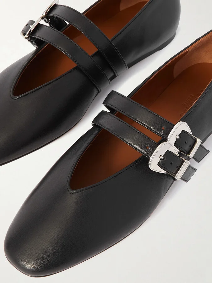 Le Monde Béryl - Claudia Leather Mary-jane Ballet Flats - Black - Image 4