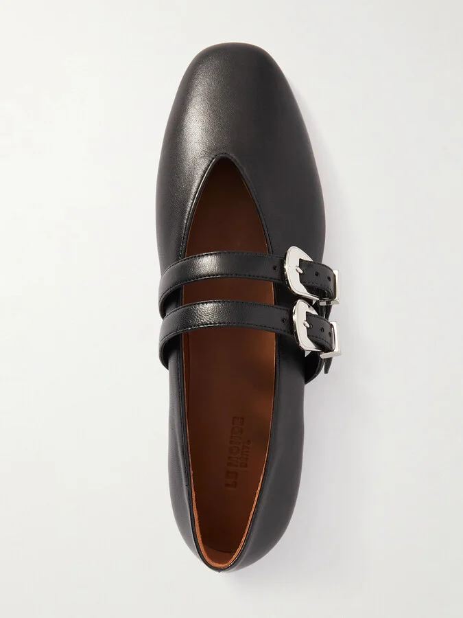 Le Monde Béryl - Claudia Leather Mary-jane Ballet Flats - Black - Image 5