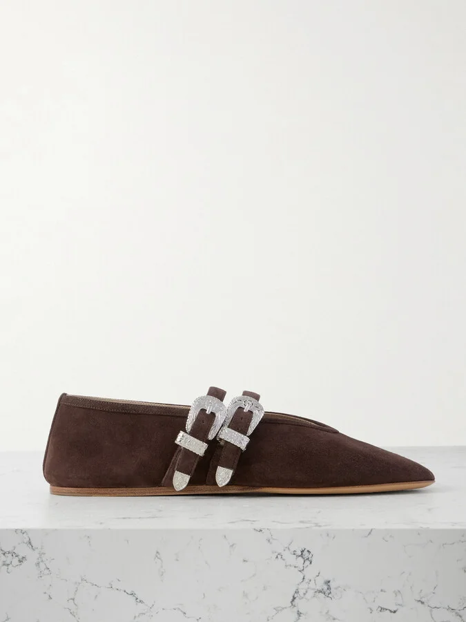 Le Monde Béryl - Claudia Suede Mary-jane Ballet Flats - Brown