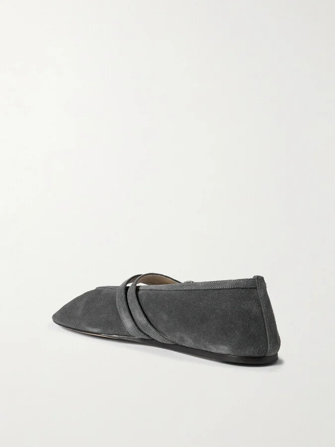 Le Monde Béryl - Claudia Suede Mary Jane Ballet Flats - Gray - Image 3
