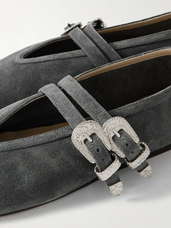 Le Monde Béryl - Claudia Suede Mary Jane Ballet Flats - Gray - Image 4