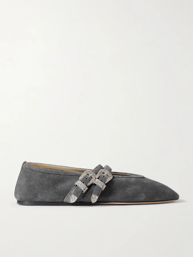 Le Monde Béryl - Claudia Suede Mary Jane Ballet Flats - Gray