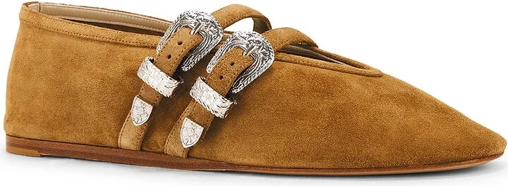 LE MONDE BÉRYL Claudia Western Buckle Ballet Slipper in Brown - Image 2