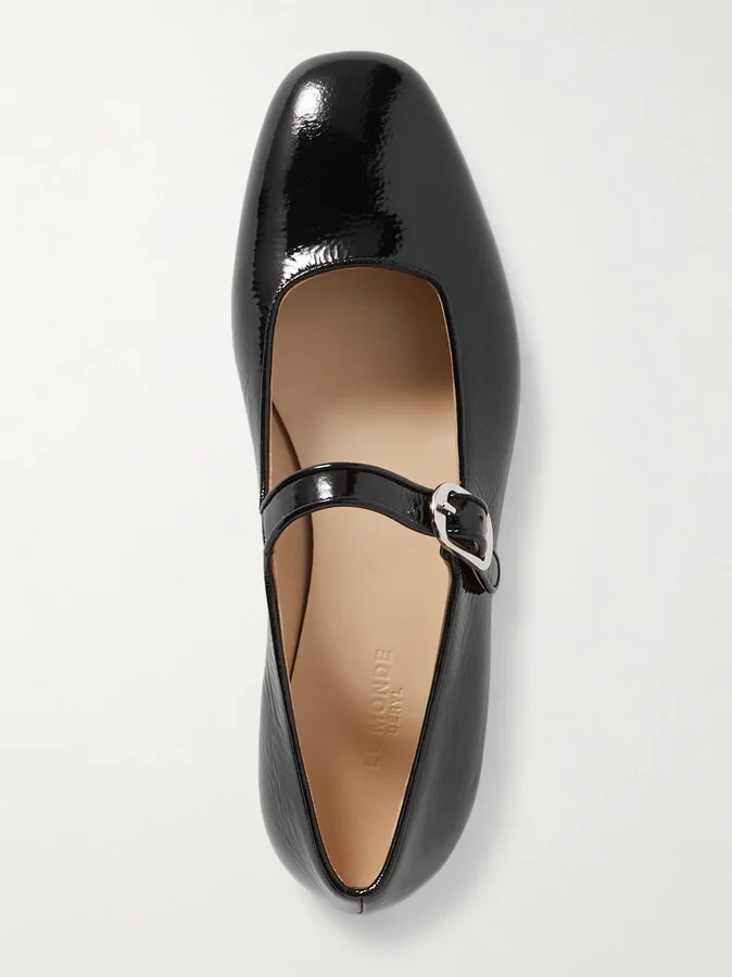 Le Monde Béryl - Crinkled Patent-leather Mary Jane Ballet Flats - Black - Image 5