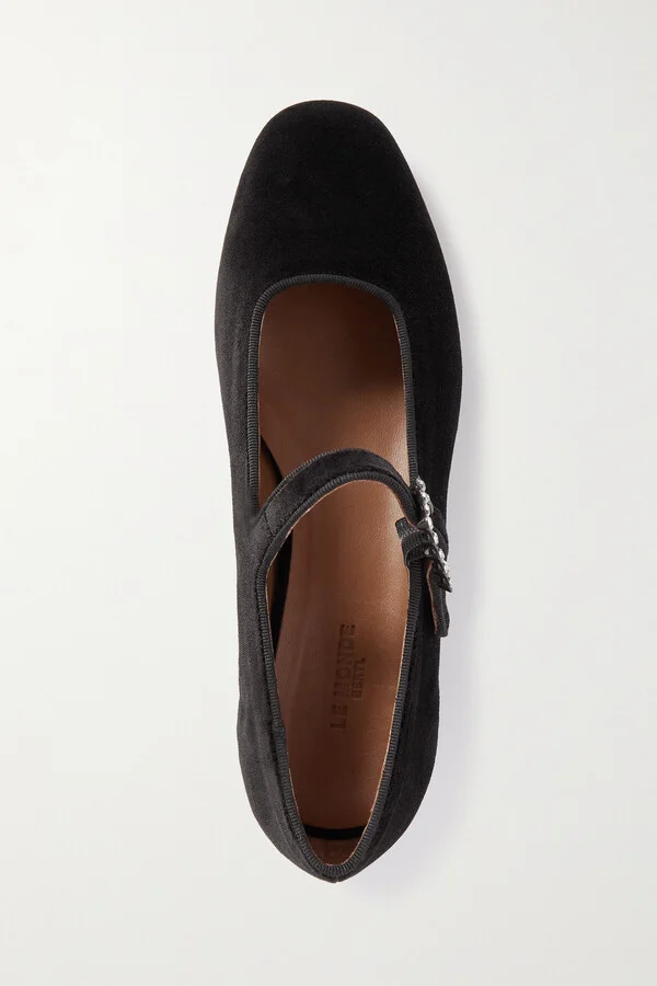 Le Monde Béryl - Crystal-embellished Velvet Mary Jane Ballet Flats - Black - Image 5