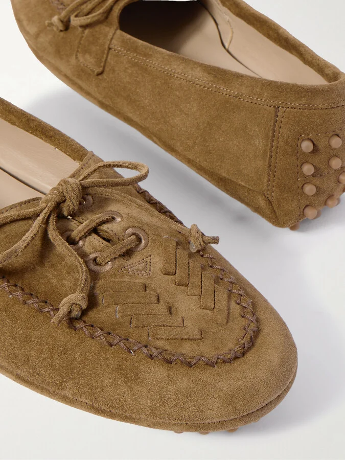 Le Monde Béryl - Embroidered Suede Loafers - Brown - Image 4