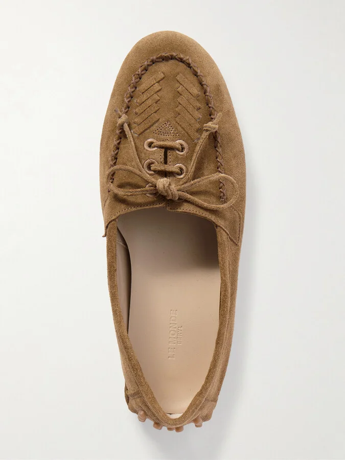 Le Monde Béryl - Embroidered Suede Loafers - Brown - Image 5