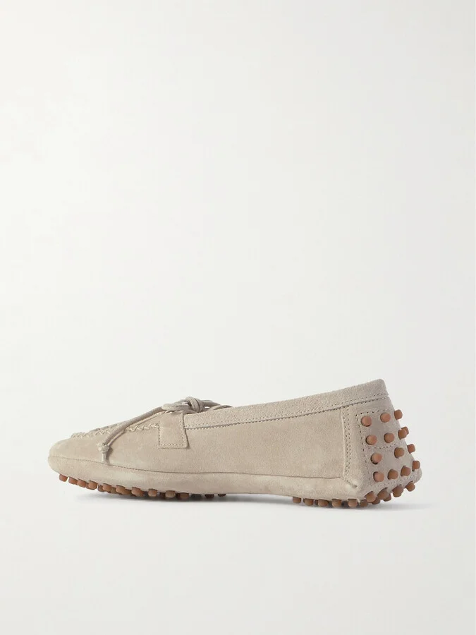 Le Monde Béryl - Embroidered Suede Loafers - Gray - Image 3