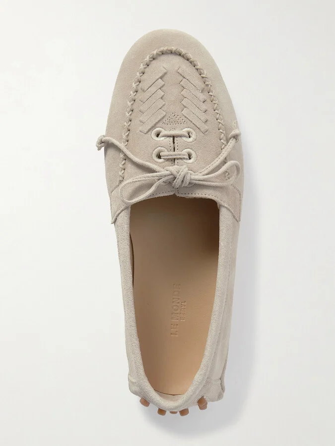 Le Monde Béryl - Embroidered Suede Loafers - Gray - Image 5