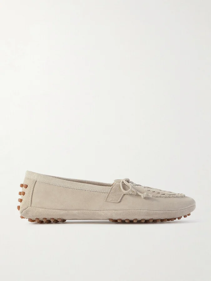 Le Monde Béryl - Embroidered Suede Loafers - Gray