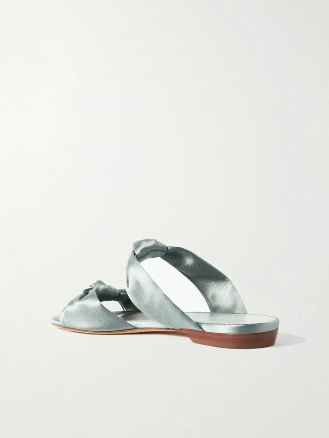 Le Monde Béryl - Knot Flat Satin Sandals - Silver - Image 3