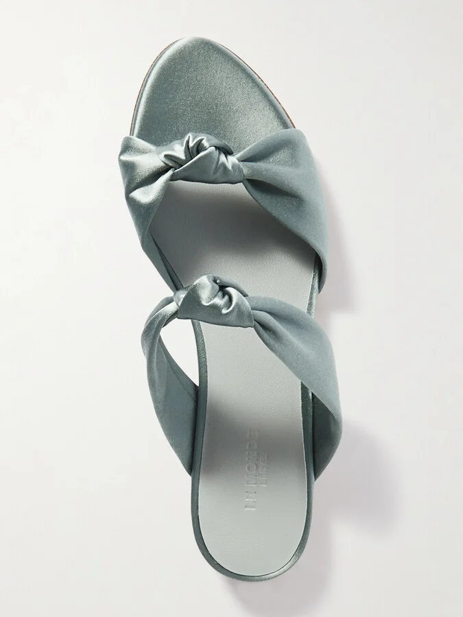 Le Monde Béryl - Knot Flat Satin Sandals - Silver - Image 5