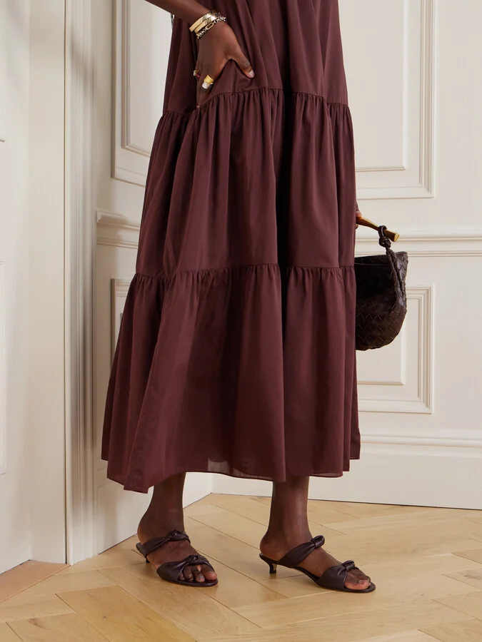 Le Monde Béryl - Knot Leather Mules - Burgundy - Image 2