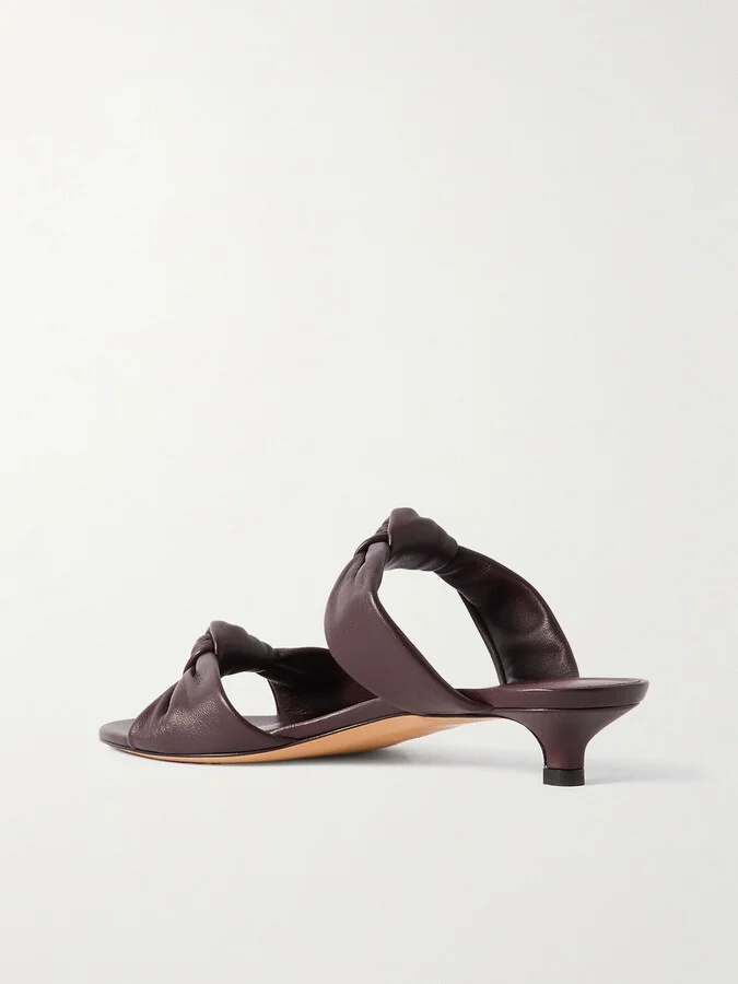 Le Monde Béryl - Knot Leather Mules - Burgundy - Image 3