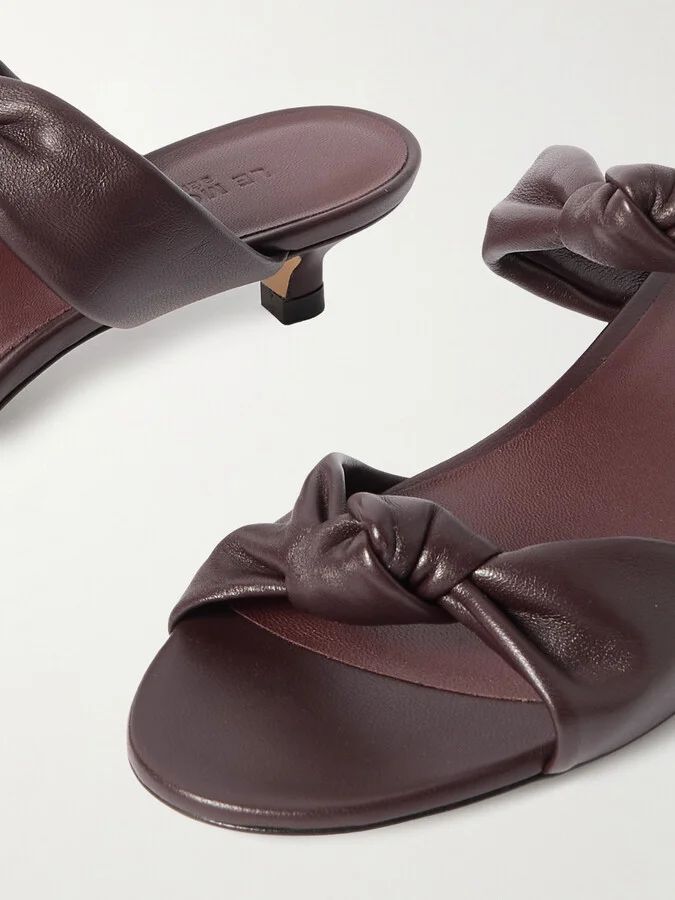 Le Monde Béryl - Knot Leather Mules - Burgundy - Image 4