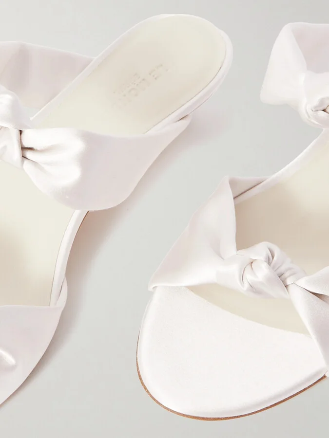 Le Monde Béryl - Knot Satin Sandals - Ivory - Image 4