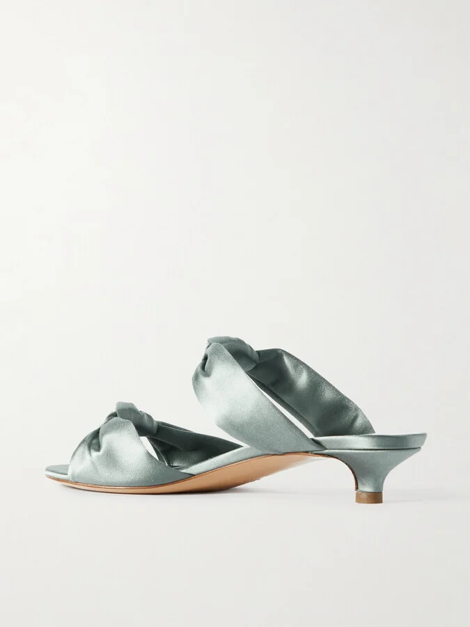 Le Monde Béryl - Knot Satin Sandals - Silver - Image 3