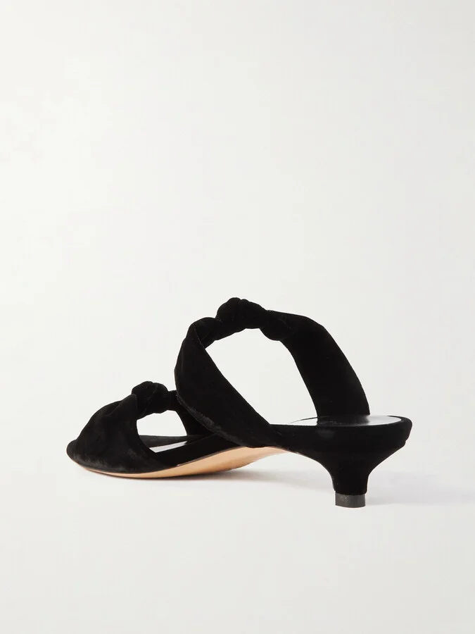 Le Monde Béryl - Knot Velvet Mules - Black - Image 3