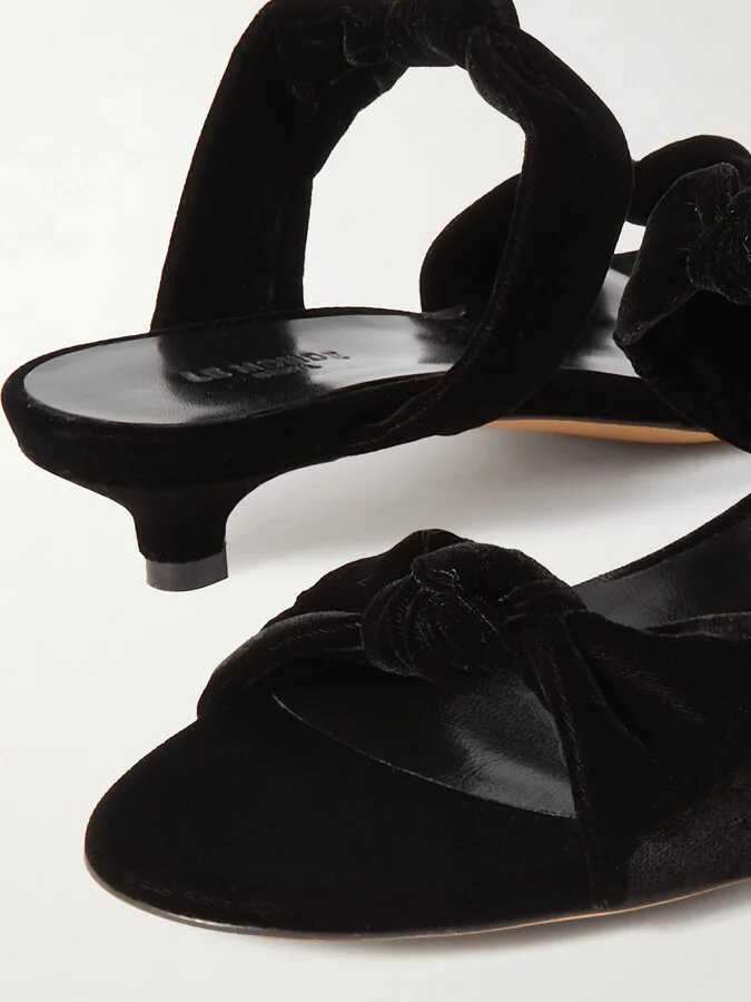 Le Monde Béryl - Knot Velvet Mules - Black - Image 4