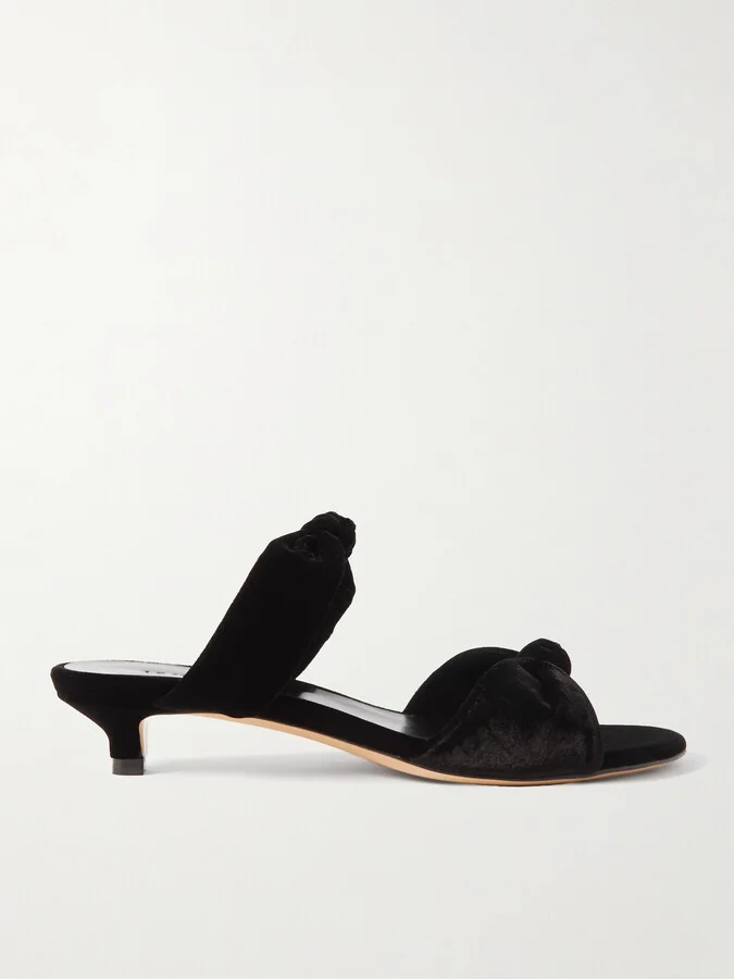 Le Monde Béryl - Knot Velvet Mules - Black