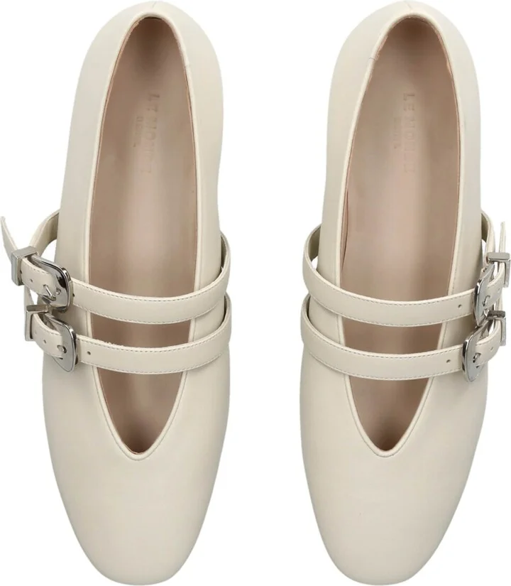 Le Monde Beryl Leather Buckle Claudia Ballet Flats - Image 4