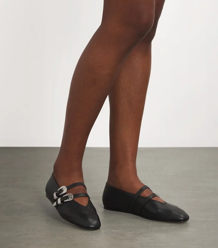 Le Monde Beryl Leather Buckle Claudia Ballet Flats - Image 2