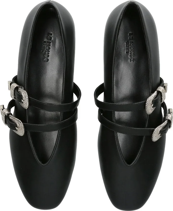Le Monde Beryl Leather Buckle Claudia Ballet Flats - Image 3