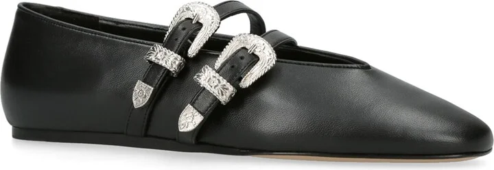 Le Monde Beryl Leather Buckle Claudia Ballet Flats - Image 5
