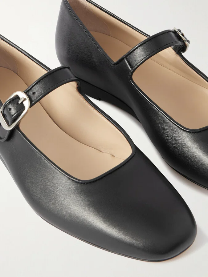 Le Monde Béryl - Leather Mary Jane Ballet Flats - Black - Image 4