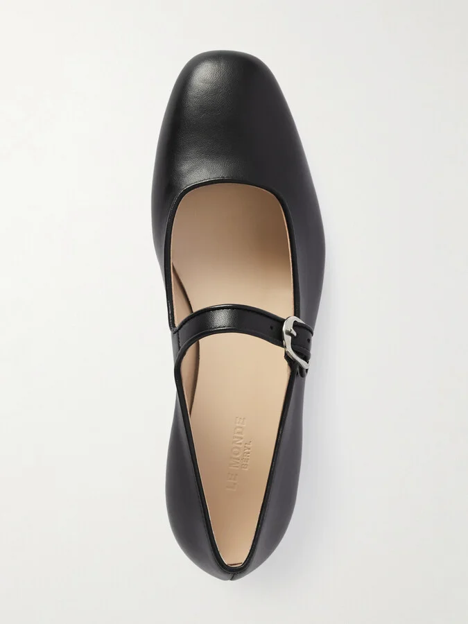 Le Monde Béryl - Leather Mary Jane Ballet Flats - Black - Image 5