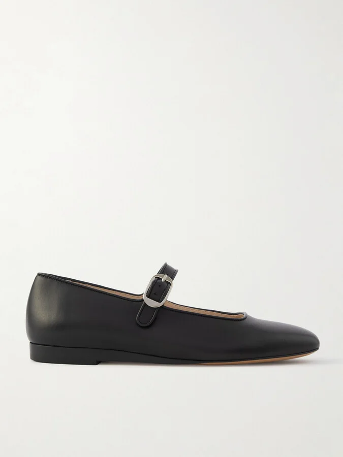 Le Monde Béryl - Leather Mary Jane Ballet Flats - Black
