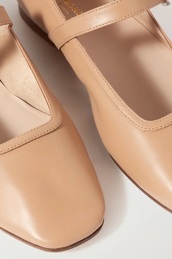 Le Monde Béryl - Leather Mary Jane Ballet Flats - Neutrals - Image 4