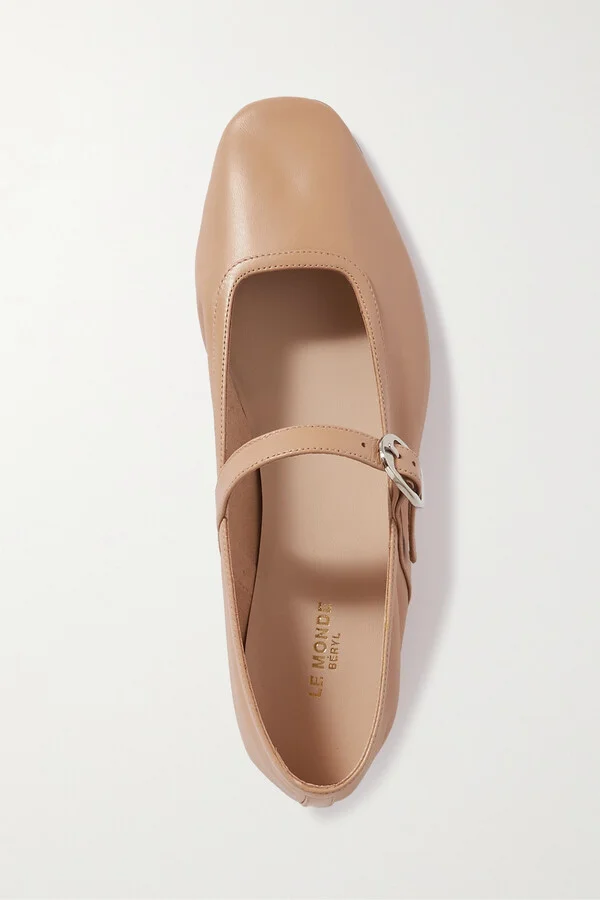 Le Monde Béryl - Leather Mary Jane Ballet Flats - Neutrals - Image 5