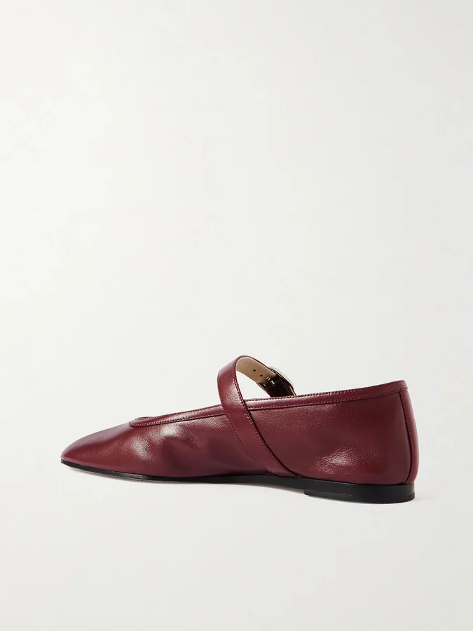 Le Monde Béryl - Leather Mary Jane Ballet Flats - Red - Image 3