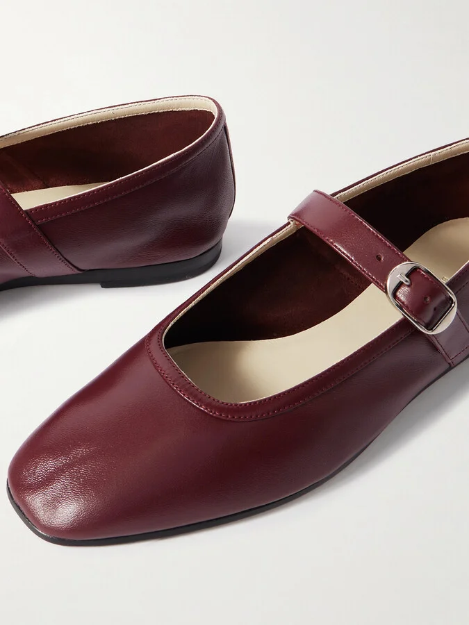 Le Monde Béryl - Leather Mary Jane Ballet Flats - Red - Image 4