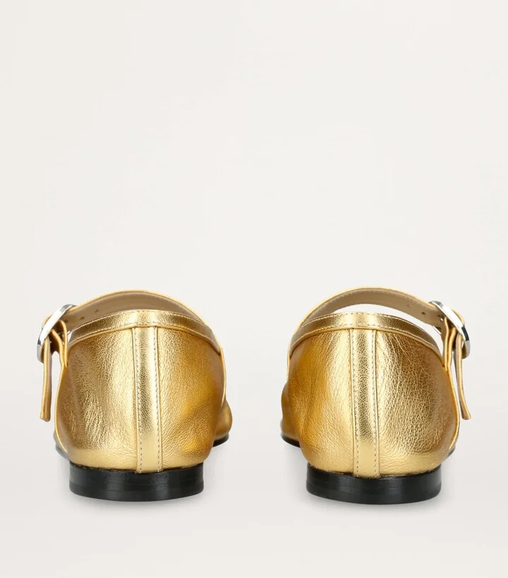 Le Monde Beryl Leather Metallic Mary Jane Ballet Flats - Image 2