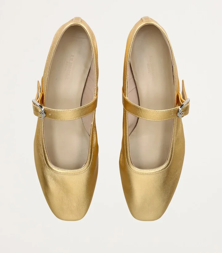 Le Monde Beryl Leather Metallic Mary Jane Ballet Flats - Image 4