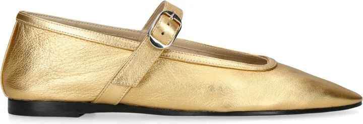 Le Monde Beryl Leather Metallic Mary Jane Ballet Flats