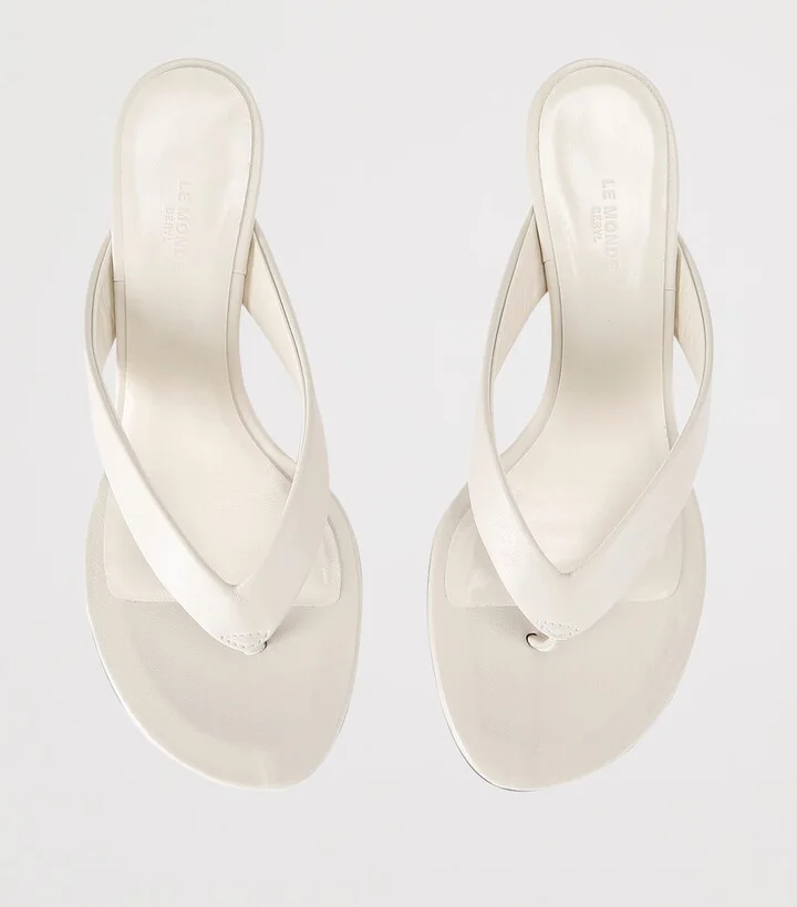 Le Monde Beryl Leather Micro Wedge Sandals 40 - Image 5