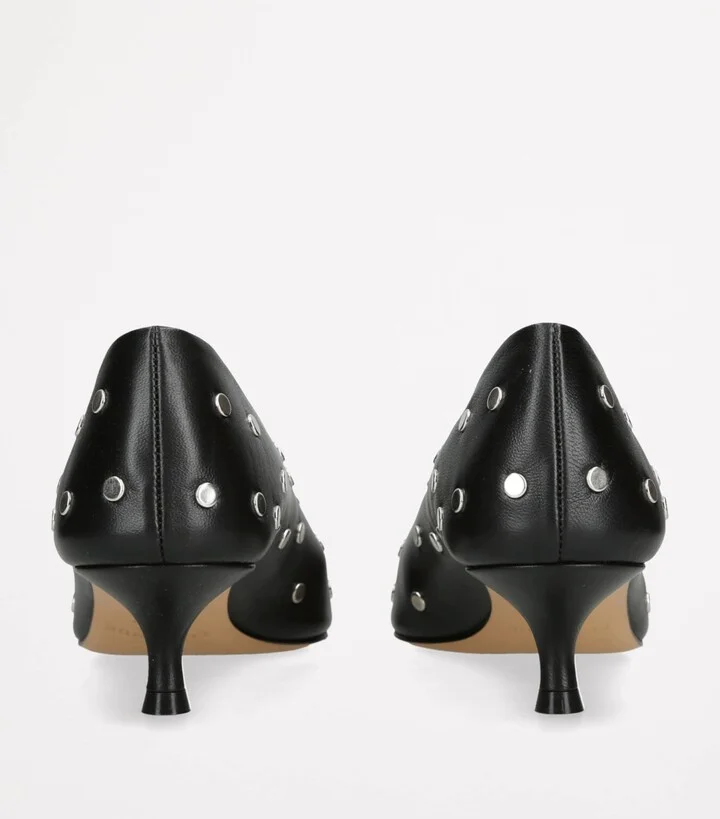 Le Monde Beryl Leather Studded Babouche Pumps 35 - Image 2