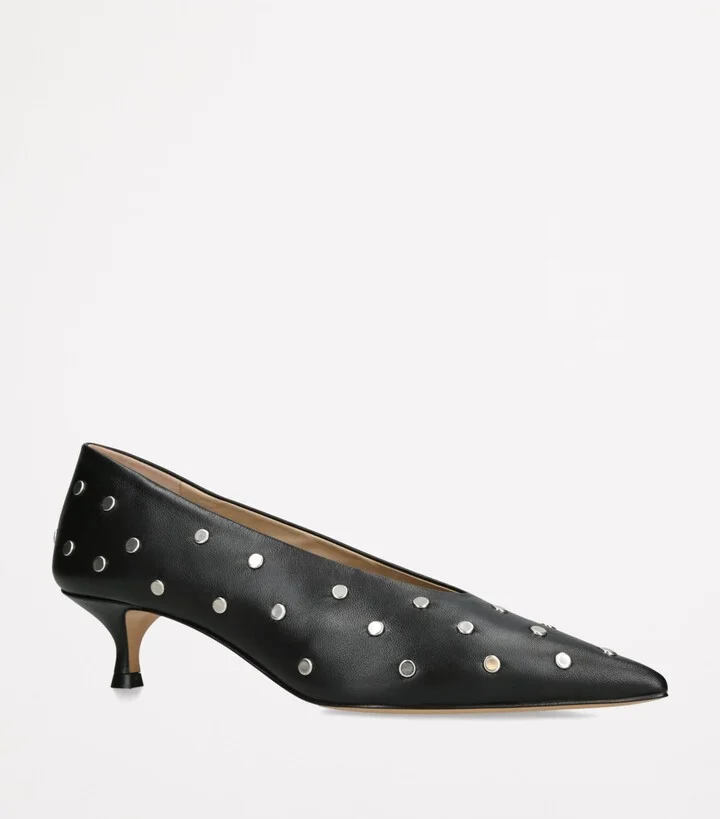 Le Monde Beryl Leather Studded Babouche Pumps 35 - Image 3
