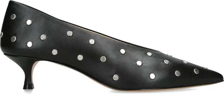 Le Monde Beryl Leather Studded Babouche Pumps 35