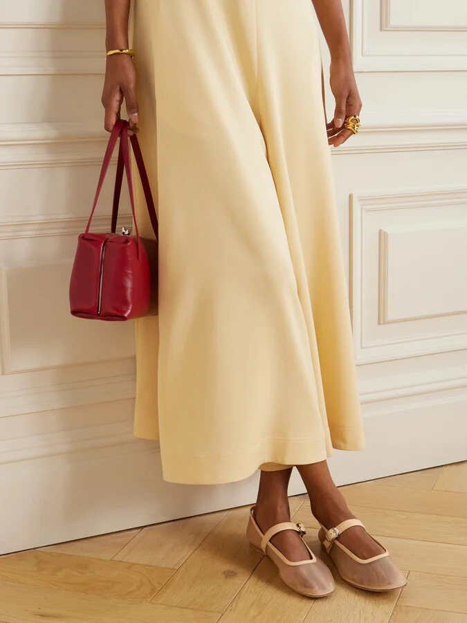 Le Monde Béryl - Leather-trimmed Mesh Mary Jane Ballet Flats - Neutrals - Image 2
