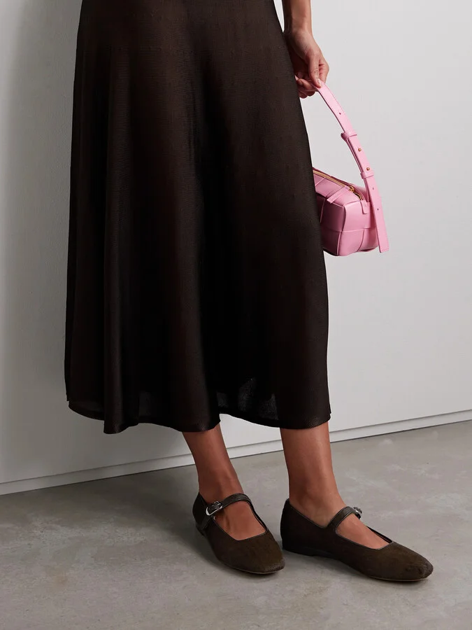 Le Monde Béryl - Leather-trimmed Pony Hair Mary Jane Ballet Flats - Brown - Image 2