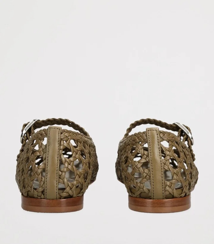 Le Monde Beryl Leather Woven Ballet Flats - Image 2