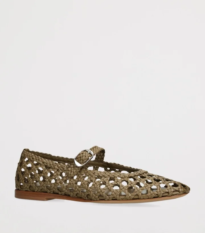 Le Monde Beryl Leather Woven Ballet Flats - Image 3