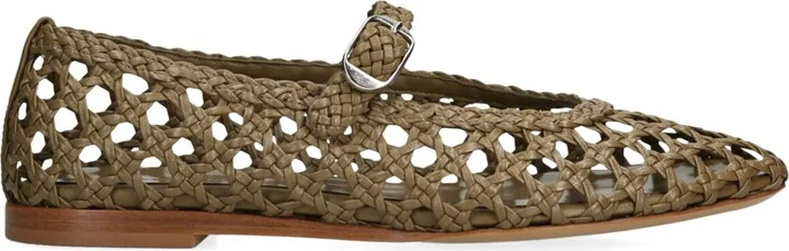 Le Monde Beryl Leather Woven Ballet Flats