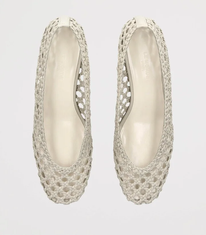 Le Monde Beryl Leather Woven Pumps 40 - Image 4
