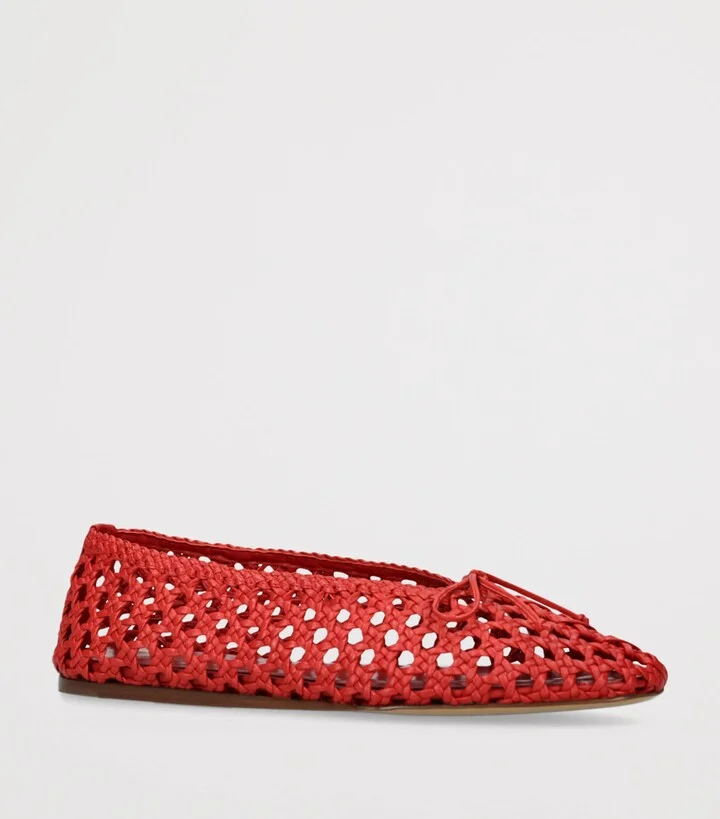Le Monde Beryl Leather Woven Regency Ballet Flats - Image 3